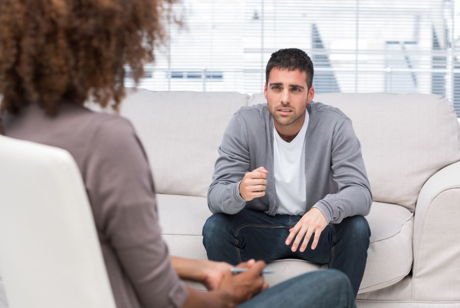 man starting therapy